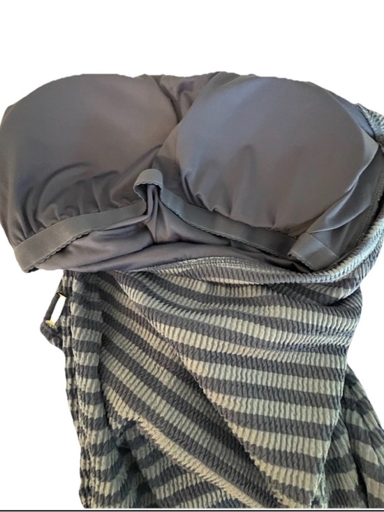 NWT Michael Kors Striped navy Blue Strapless One Piece Swimsuit Ruched Size 14 - Picture 5 of 5